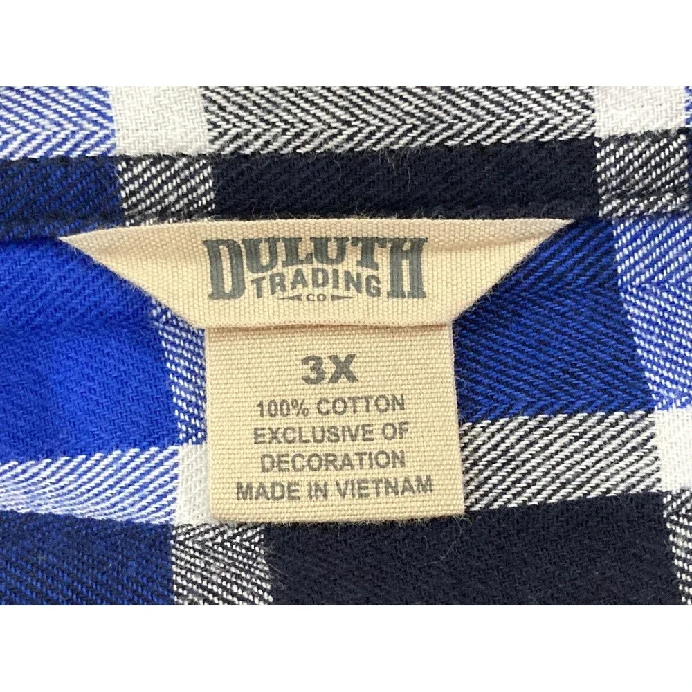 Duluth Flannel Shirt Womens 3X Blue White Plaid Free Swinging Button Up Top - Picture 6 of 8